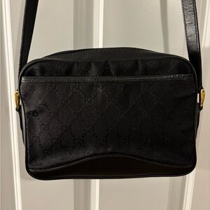 Gucci Black Shoulder Bag with Gold Details